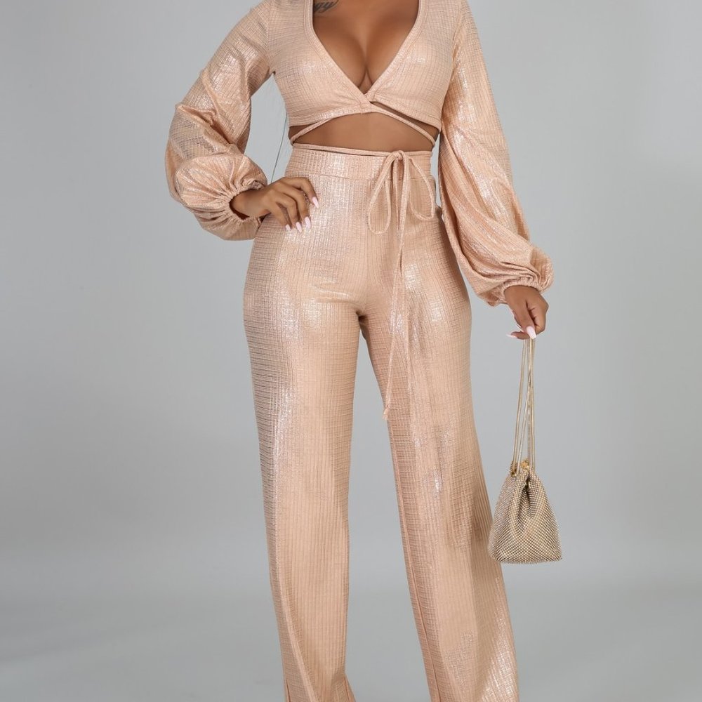 Gold Metallic Two Piece